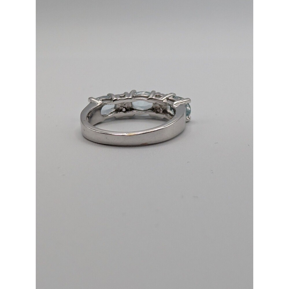 Light Blue Topaz Cubic Zirconia 925 Plated Silver Ring 1.6 Carat 2.95g - Picture 6 of 10